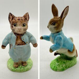 Beatrix Potter's Peter Rabbit & Tom Kitten Figurines England 1948 F. Warne & Co.